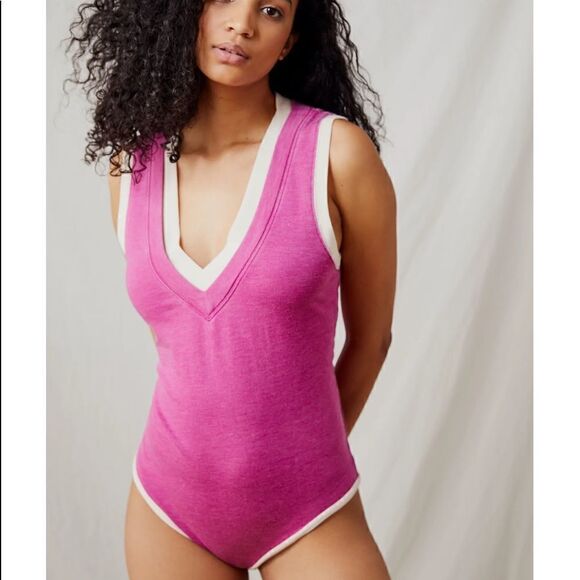 Free People Cozy Girl deep V bodysuit .Size S - Picture 1 of 14